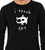 Close up of model wearing funny "I Speak Cat" long sleeve unisex black tee.