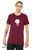 Floating space character shirt minimalist galaxy design maroon.