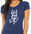 Close up of reluctant king t shirt minimalist fantasy character with crown and sword graphic women's tee.