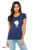 Drift t shirt minimalist astronaut floating in space stars calm graphic women's fitted tee navy.