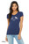 Mountain bat t shirt minimalist bat with wings shaped like mountains women's fitted graphic tee navy.