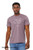 Man wearing purple funny charge t shirt minimalist science nerd graphic with cute characters.
