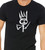 close up of reluctant king t shirt minimalist fantasy character with crown and sword graphic tee.