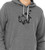 Close up of minimalist meditating dragon hoodie cute fantasy creature with moons graphic hoodie.