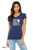 Portland sketch shirt hand drawn skyline graphic on women's fitted navy tee.