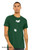 Surreal cat t shirt winged cat lowering string to another cat minimalist design on green Bella Canvas jersey tee.