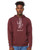 Man wearing funny namaste monster hoodie cute weird yoga maroon graphic hoodie.