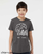 Woman wearing Eat Local monster tee charcoal
