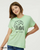 Youth wearing Eat Local monster tee neon green.