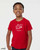 Youth wearing be present bee t shirt cute bee holding gift mindfulness pun graphic red tee.