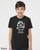 Youth wearing  funny reluctant action shirt cute warrior character black.