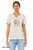 Woman wearing not today v neck t shirt funny lazy animal graphic cute minimalist humor tee. Color oat meal.