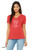 Woman wearing red Keep It Together monster t-shirt with wide-eyed character and repeating mantra text.