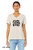 Woman wearing oat meal Indie monster art t-shirt with a collection of playful monster creatures.