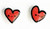 Handmade red heart earrings tiny monster faces small valentine stud earrings cute quirky jewelry.