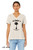 Cartoon monster with text “I Think Therefore I Am – slightly anxious and alarmed” printed on oat meal women's relaxed v neck.