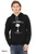 White cartoon monster with text “I Think Therefore I Am – slightly anxious and alarmed” printed on black hoodie.
