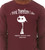 Close up of man wearing philosophical monster illustration inspired by Descartes with humorous existential quote on maroon tee.