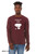 Man wearing cute dog existential crisis cure maroon long sleeve  t-shirt. Hand printed by Be Good Monster. 