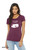 Woman wearing  spiky cartoon monster illustration with humorous not so polite rebellion quote on maroon women's fitted tee.