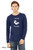 funny i speak chicken t shirt with cute bird drawing navy long sleeve tee.