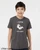Youth wearing funny i speak chicken t shirt with cute bird drawing charcoal tee.
