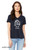 Funny reluctant action shirt cute warrior character on navy v-neck women's tee.