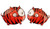 Small handmade tiger stud earrings featuring orange tiger characters with black stripes, wide expressive eyes, and simple cartoon-style faces on a clean background.