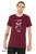Pug lover t-shirt featuring playful pug character and I Speak Pug text on model wearing maroon unisex tee.