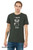 Pug lover t-shirt featuring playful pug character and I Speak Pug text on model wearing heather forest unisex tee.