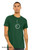 Minimalist face shirt exclamation mark realization design on men's green shirt.