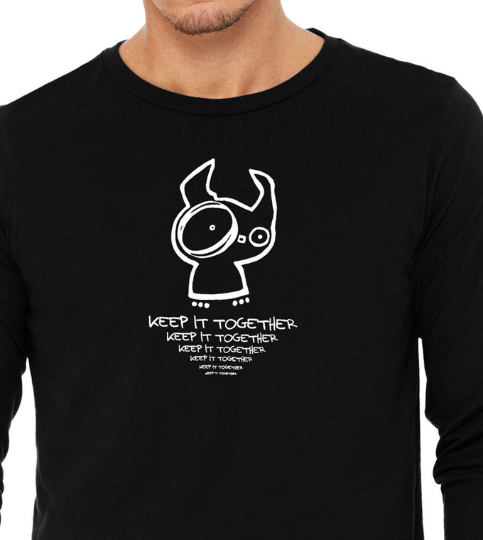 Close-up of Keep It Together monster illustration with repeating mantra text.