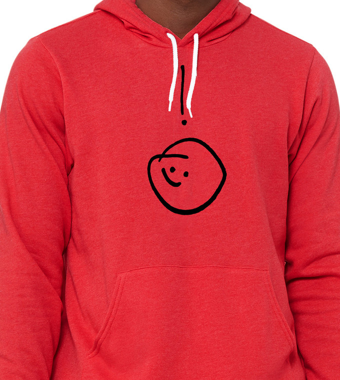 Close up of aha hoodie minimalist realization face graphic simple expression sweater.