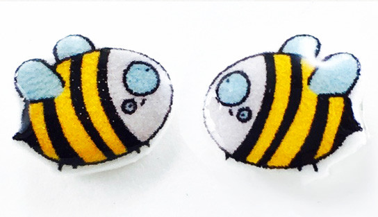 handmade bee earrings tiny bumblebee stud earrings yellow black cute animal jewelry portland handmade
