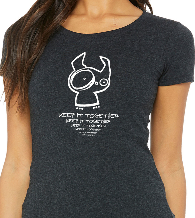 Close-up of Keep It Together monster illustration with repeating mantra text.