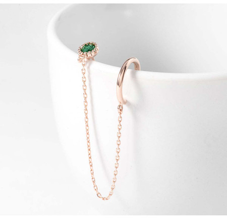 925 Silver Green Cubic Connected Ear Cuff 925 Silver Green Cubic Connected Ear Cuff