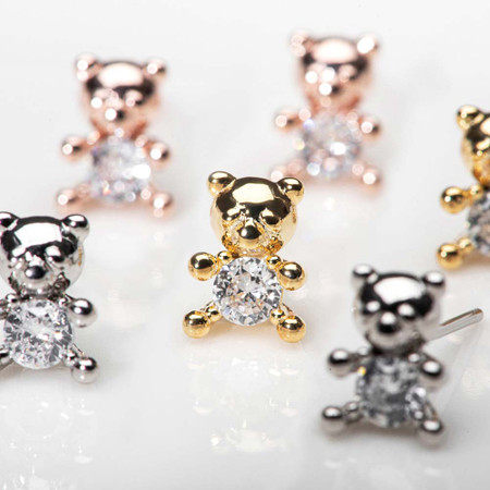 925 Silver Cubic Teddy Bear Earring 925 Silver Cubic Teddy Bear Earring
