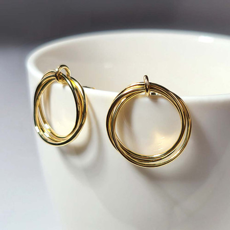 925 Silver Three Ring Layered Ring Earring 925 Silver Three Ring Layered Ring Earring