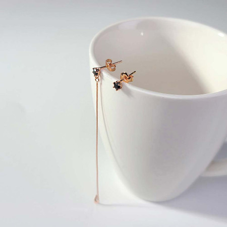 925 Silver Black Cubic Unbalanced Drop Earring 925 Silver Black Cubic Unbalanced Drop Earring