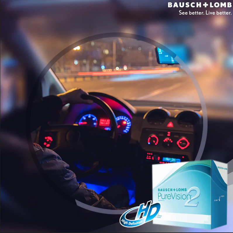 Baush&Lomb Pure Vision2 HD (6pcs) 1month for clear and comfortable driving at night