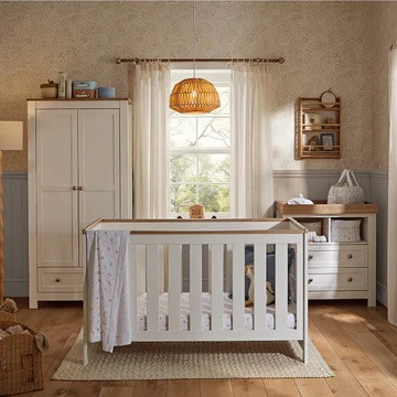 CUDDLE CO - 3PC NURSERY FURNITURE SET - BURFORD - WHITE/OAK