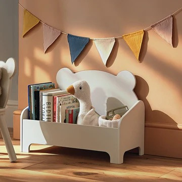 CUDDLE CO PLAYHOUSE BEAR BOOK STORAGE - PEBBLE