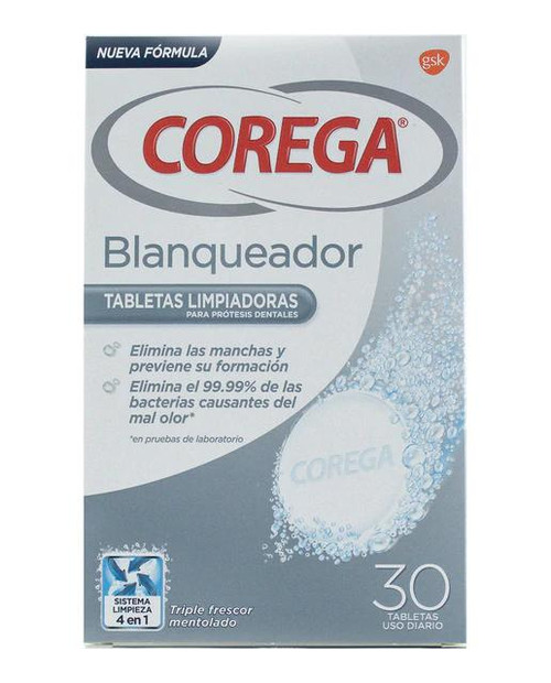 30 Tabletas Limpiadoras Blanqueador Corega