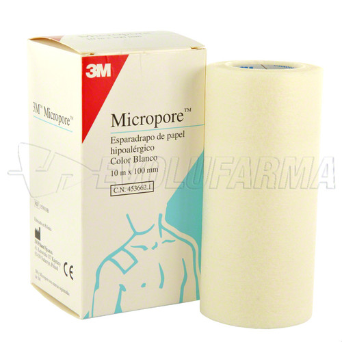 Esparadrapo micropore. caja 1 rollo blanco (10 m x 10 cm)