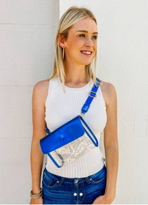 Tatum Convertible Clear Bag - Metallic Royal
