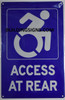 ACCESS AT REAR SIGN- BLUE BACKGROUND