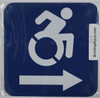 SIGNS ACCESSIBLE RIGHT SIGN- BLUE BACKGROUND (ALUMINUM