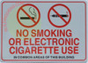RESIDENTIAL BUILDING NO SMOKING OR ELECTRONIC CIGARETTE USE IN COMMON AREA SIGN