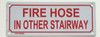 SIGNS FIRE HOSE IN OTHER STAIRWAY SIGN