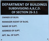 Department of Building Subdivisions A,B,C,D. Of Section 26-3.1  (ALUMINIUM)